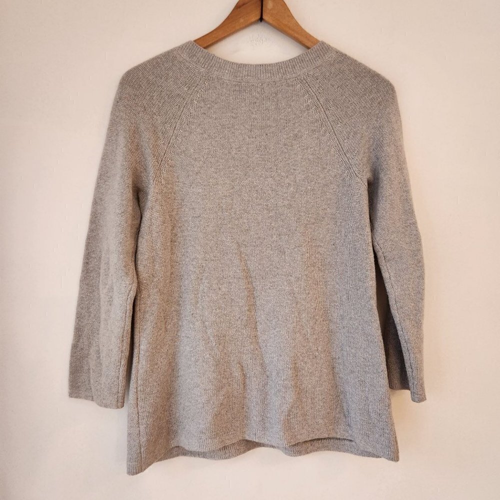 J. Jill Cotton Blend Grey Longline Knit Sweater Women's Size XS - Picture 2 of 6
